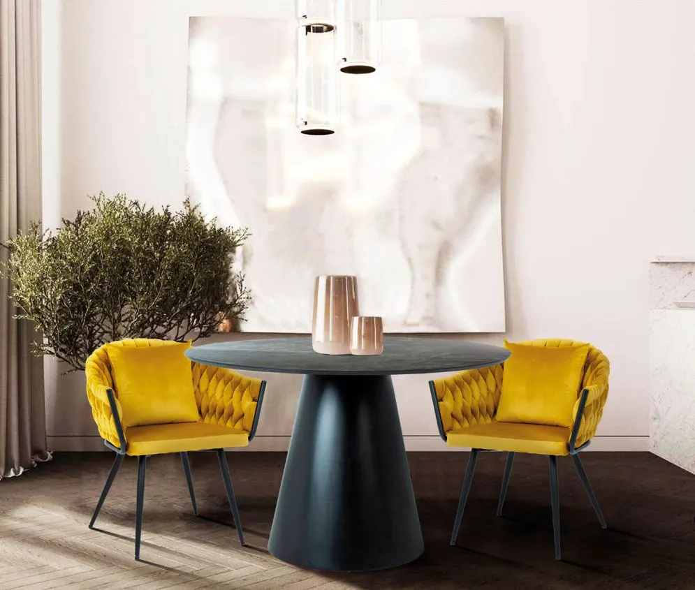 Stół okrągły ANGEL 120x120 szary/czarny mat nowoczesny do jadalni | MIRAT. styl LOFT