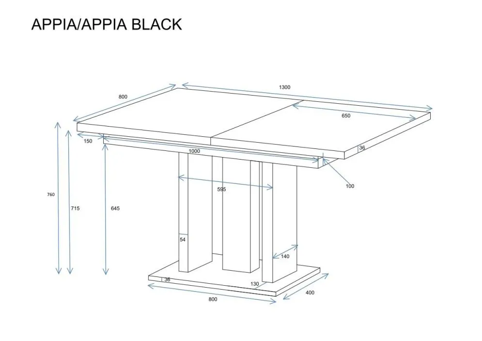 Stół rozkładany APPIA BLACK dąb cremona I sklep meblowy MIRAT. styl LOFT