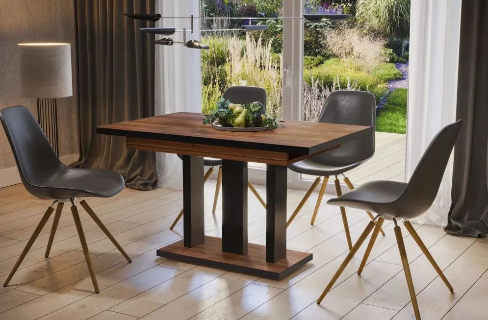 Stół rozkładany APPIA BLACK 130(210)x80 dąb stirling/czarny industrialny | MIRAT. styl LOFT