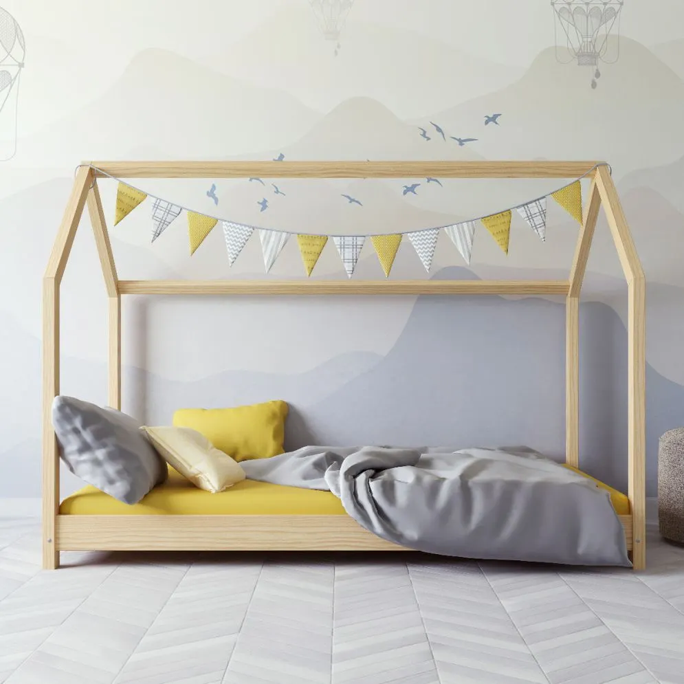 Łóżko domek BELLA 80x180 sosna drewniane ze stelażem | MIRAT.