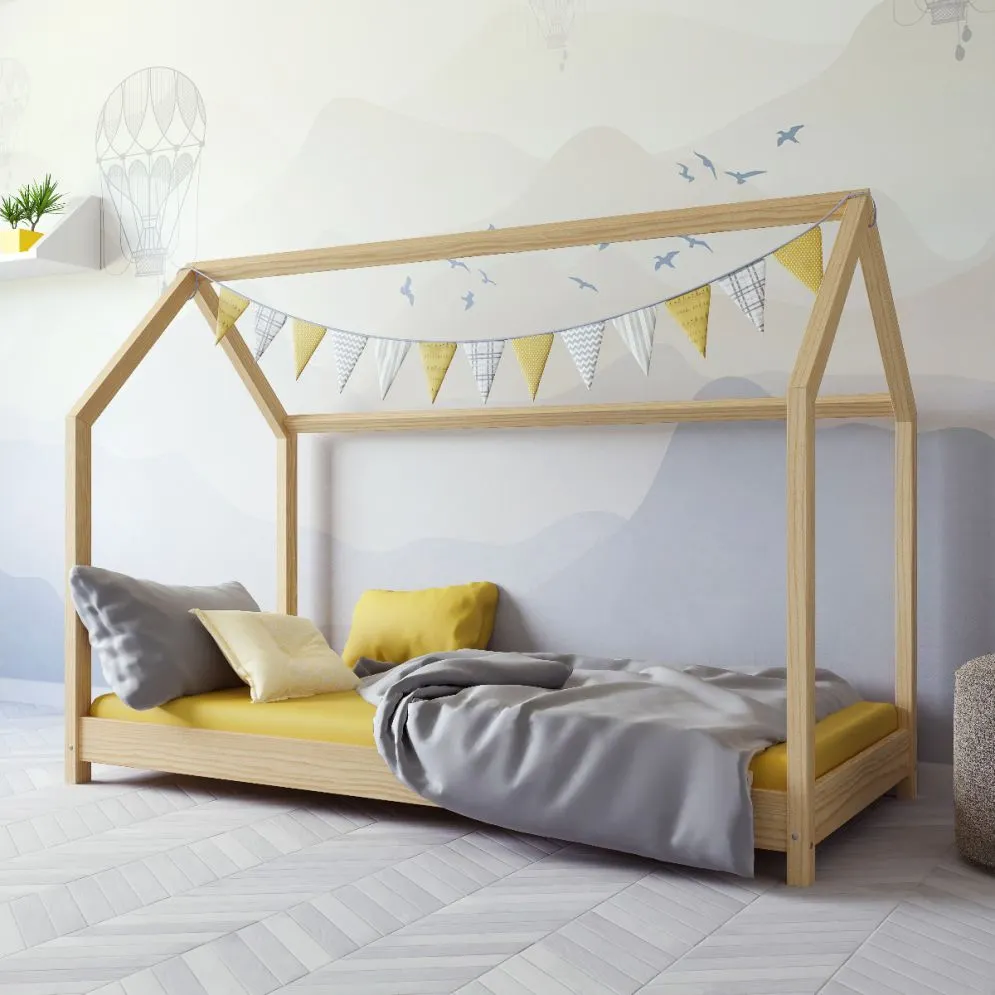 Łóżko domek BELLA 80x180 sosna drewniane ze stelażem | MIRAT.
