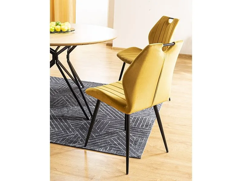 Krzesło ARCO VELVET curry welurowe z przeszyciami | MIRAT. w stylu GLAMOUR, LOFT kolekcja