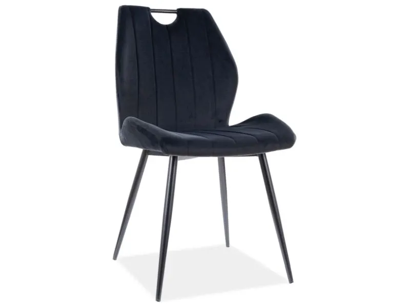Krzesło ARCO VELVET czarne tapicerowane z uchwytem | MIRAT. w stylu GLAMOUR, LOFT kolekcja