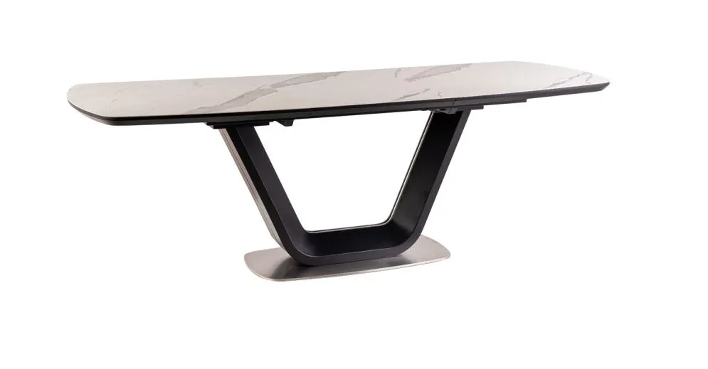 Stół ARMANI CERAMIC160(220)x90 biały/czarny z efektem marmuru | MIRAT. styl GLAMOUR