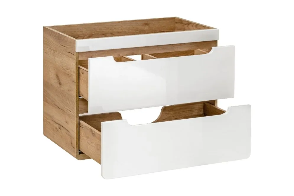 Szafka pod umywalkę ARUBA 60 cm biała/dąb wisząca | MIRAT. w stylu  kolekcja ARUBA