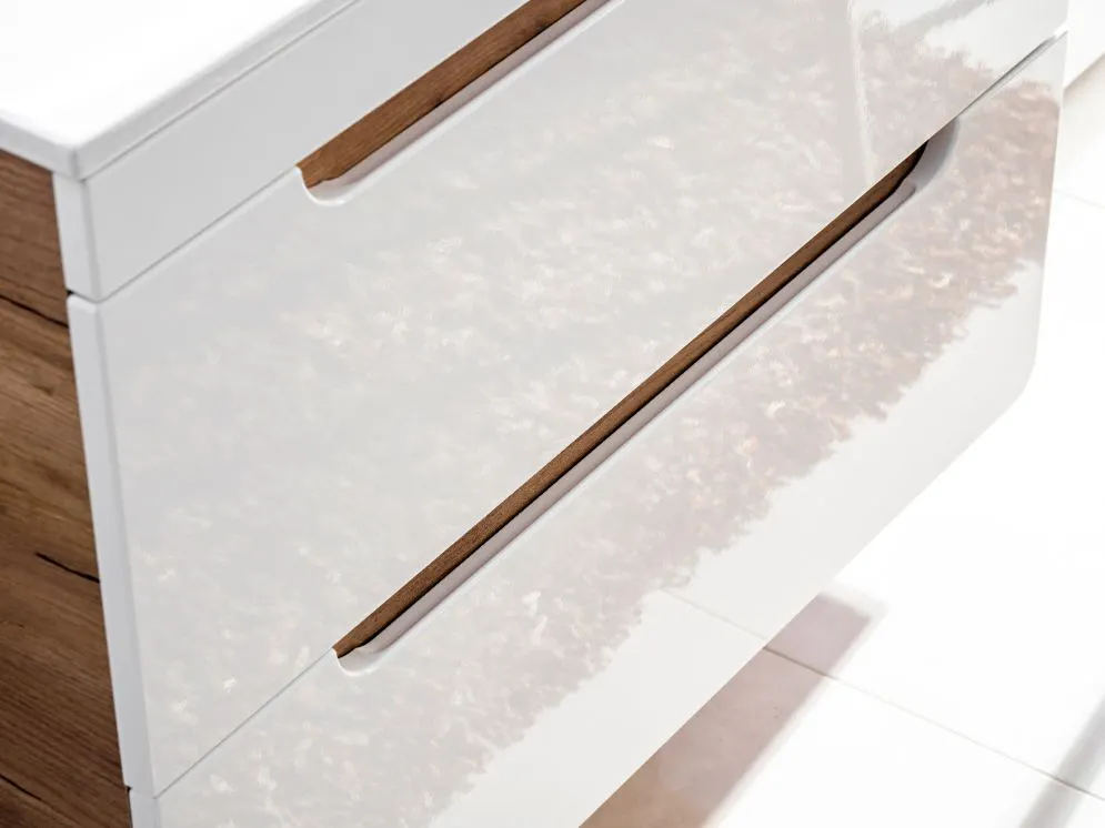 Szafka pod umywalkę ARUBA 60 cm biała/dąb wisząca | MIRAT. w stylu  kolekcja ARUBA