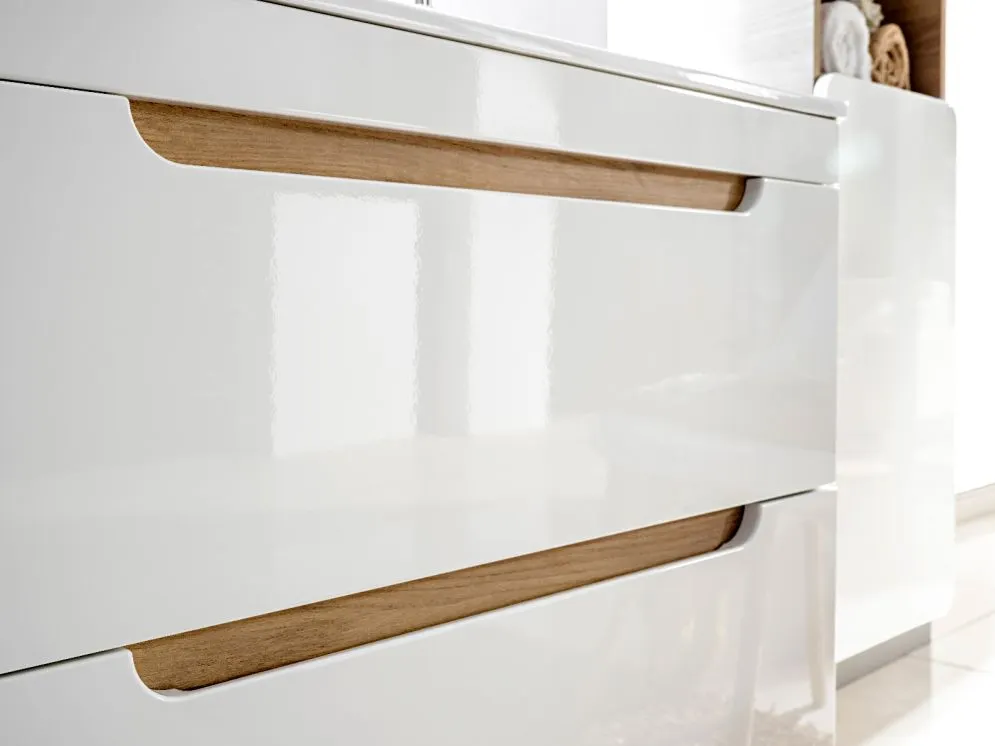 Szafka pod umywalkę ARUBA 60 cm biała/dąb wisząca | MIRAT. w stylu  kolekcja ARUBA