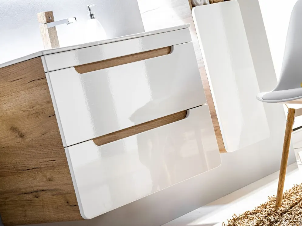 Szafka pod umywalkę ARUBA 60 cm biała/dąb wisząca | MIRAT. w stylu  kolekcja ARUBA