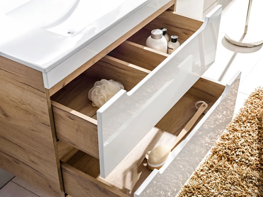 Szafka pod umywalkę ARUBA 60 cm biała/dąb wisząca | MIRAT. w stylu  kolekcja ARUBA