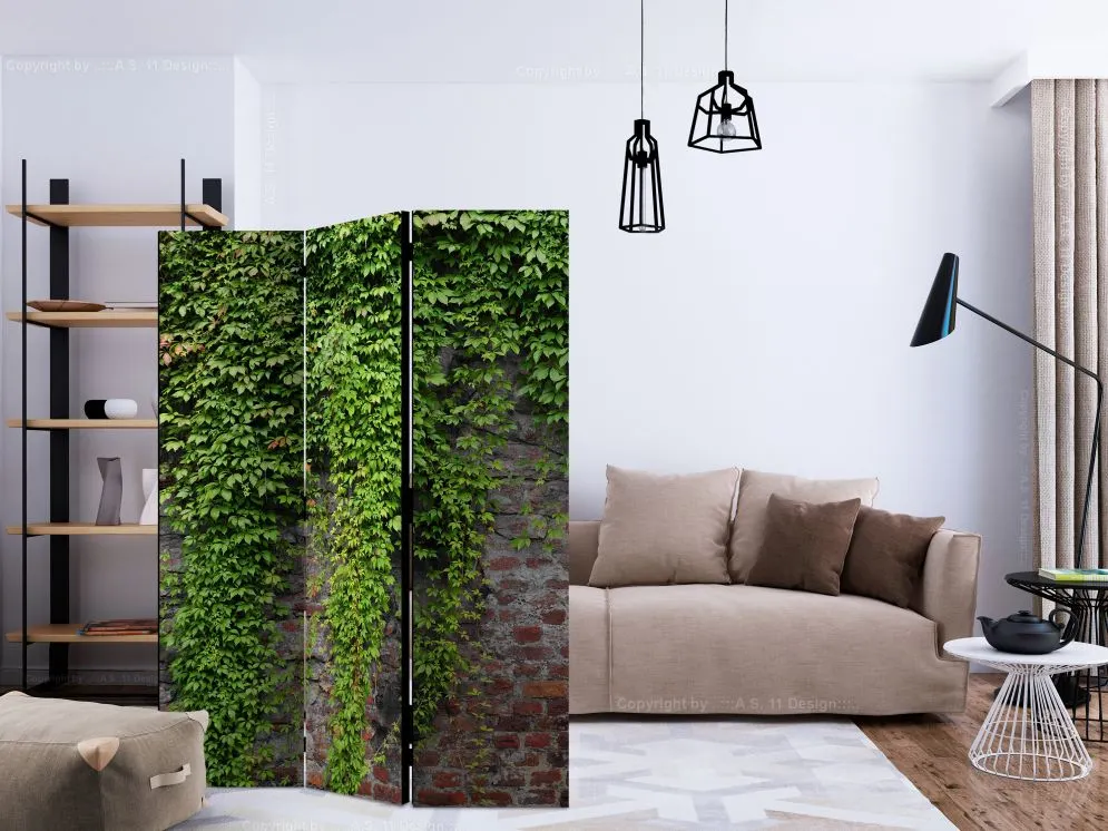 Parawan dwustronny Liście 135x172 cm 3-częściowy zielony | MIRAT.