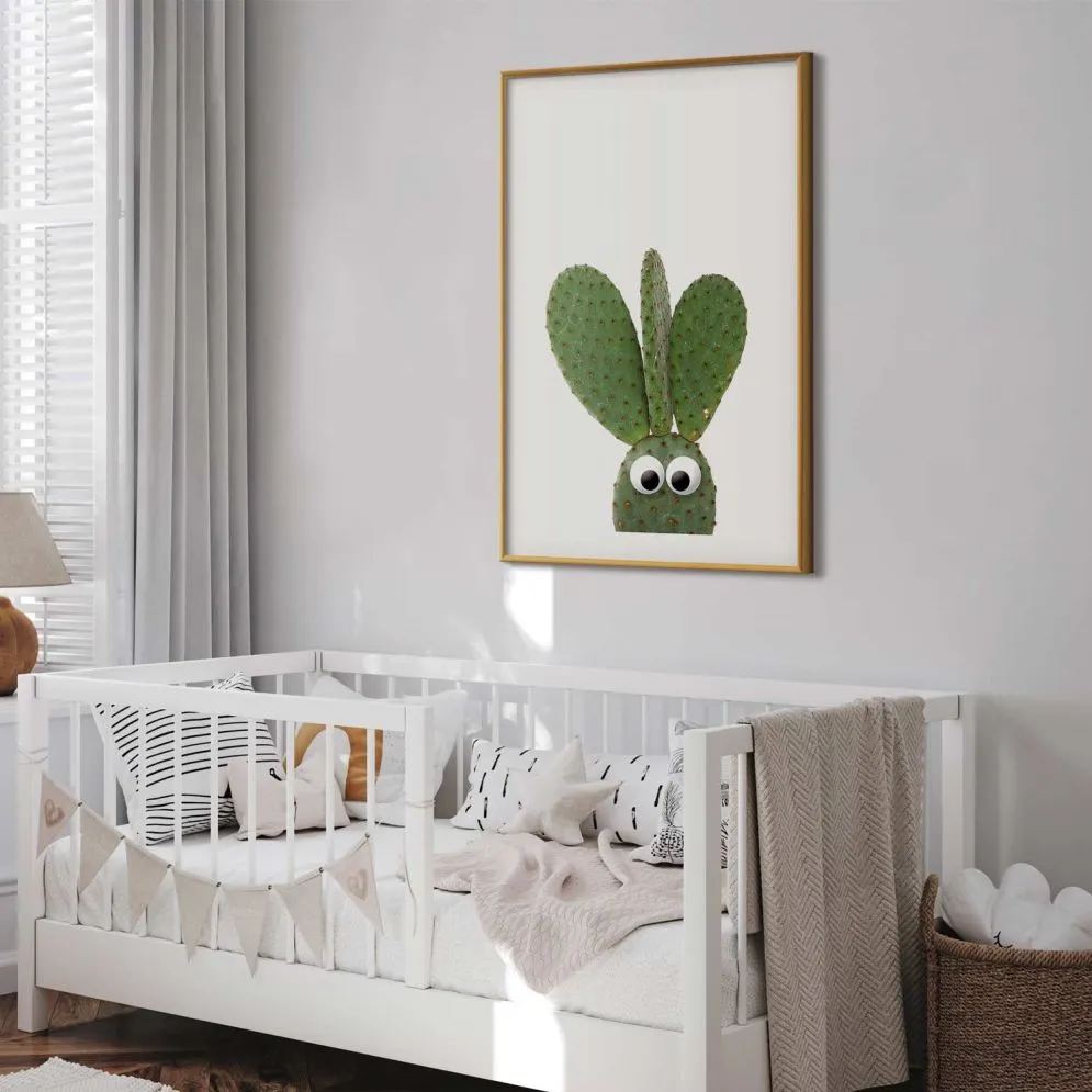 Plakat Uszaty kaktus 40x60 cm z ramą złotą z marginesem | MIRAT.