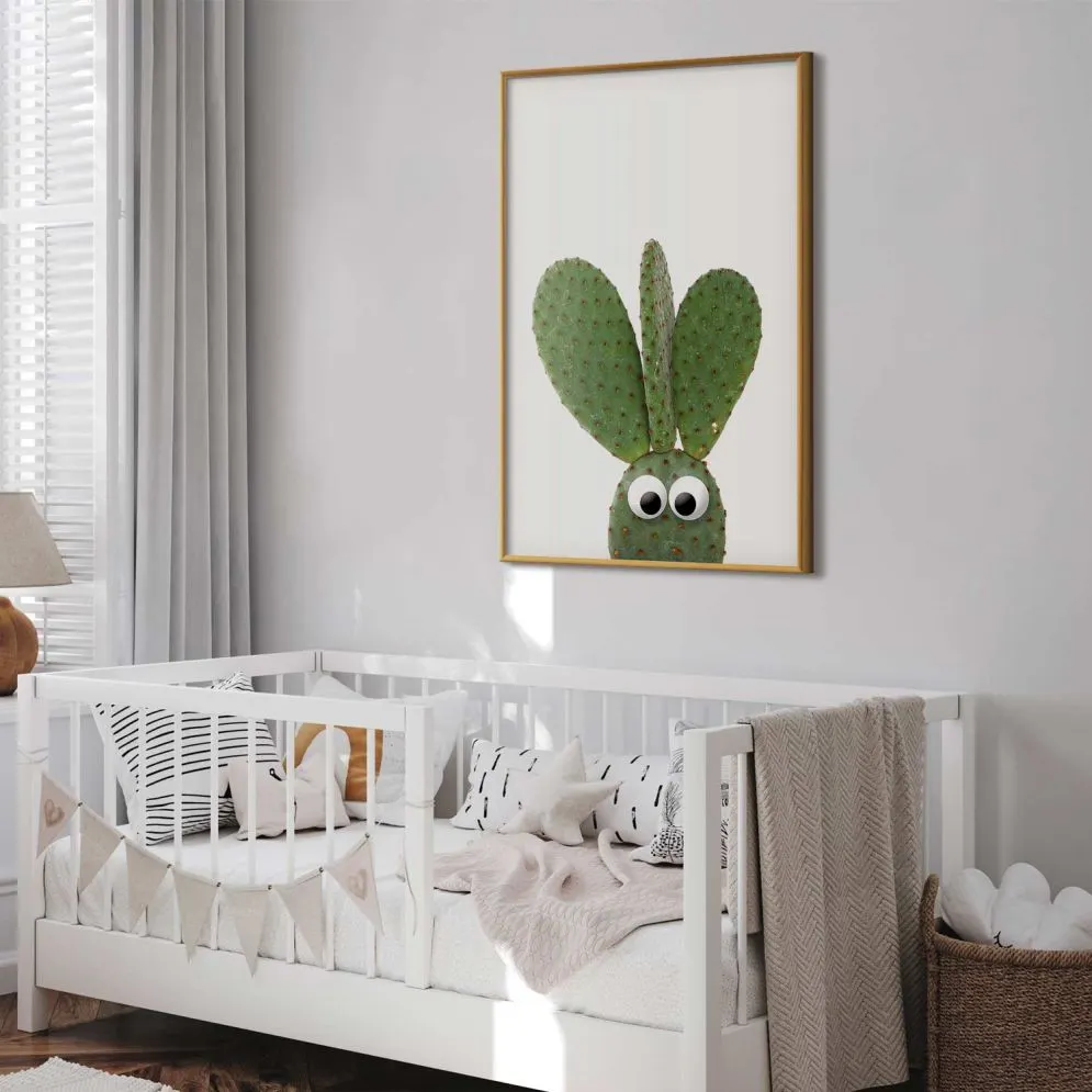 Plakat Uszaty kaktus 60x90 cm z ramą złotą bez marginesu | MIRAT.