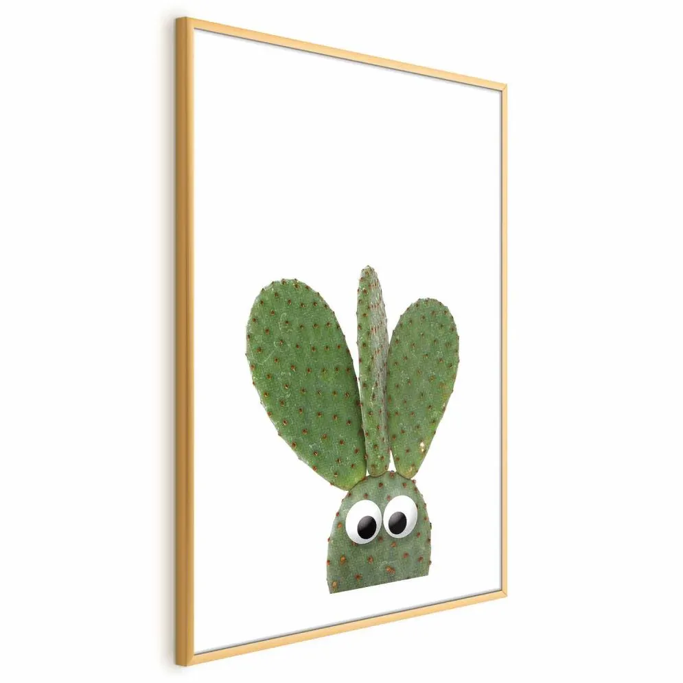 Plakat Uszaty kaktus 40x60 cm z ramą złotą z marginesem | MIRAT.