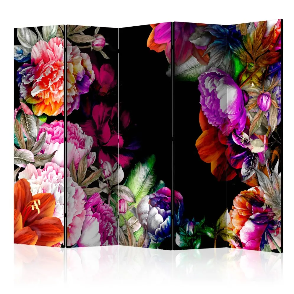 Parawan akustyczny Kwiaty 225x172 cm 3-częściowy wielokolorowy | MIRAT.