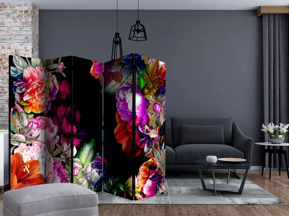 Parawan akustyczny Kwiaty 225x172 cm 3-częściowy wielokolorowy | MIRAT.