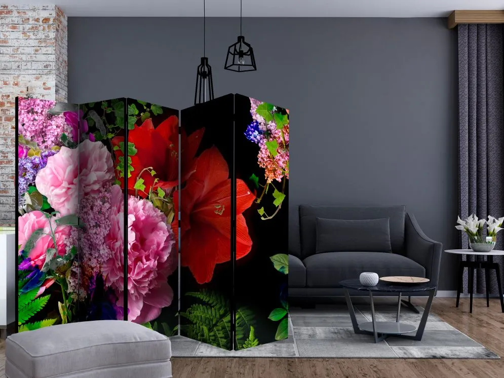 Parawan akustyczny Kwiaty 225x172 cm 3-częściowy wielokolorowy | MIRAT.