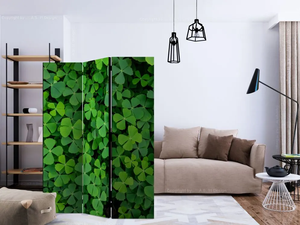 Parawan dwustronny Liście 135x172 cm 3-częściowy zielony | MIRAT.