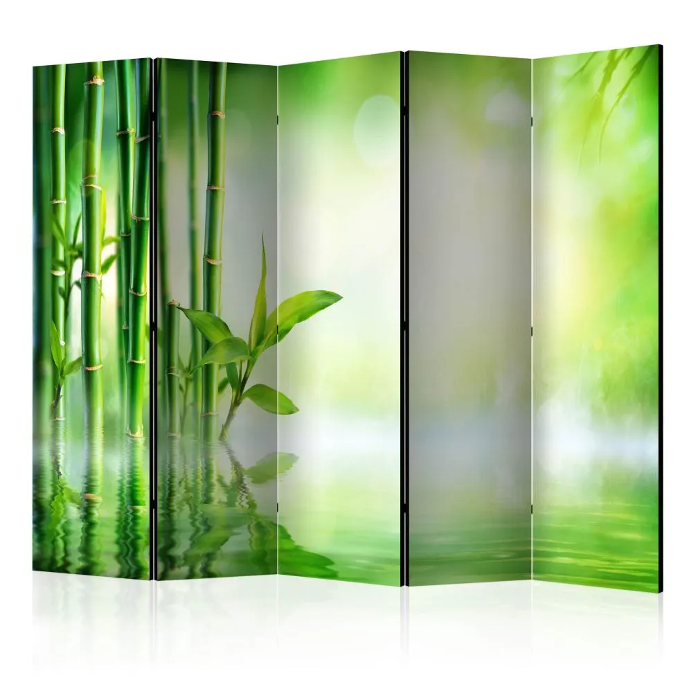Parawan jednostronny Orient 225x172 cm 5-częściowy zielony | MIRAT.