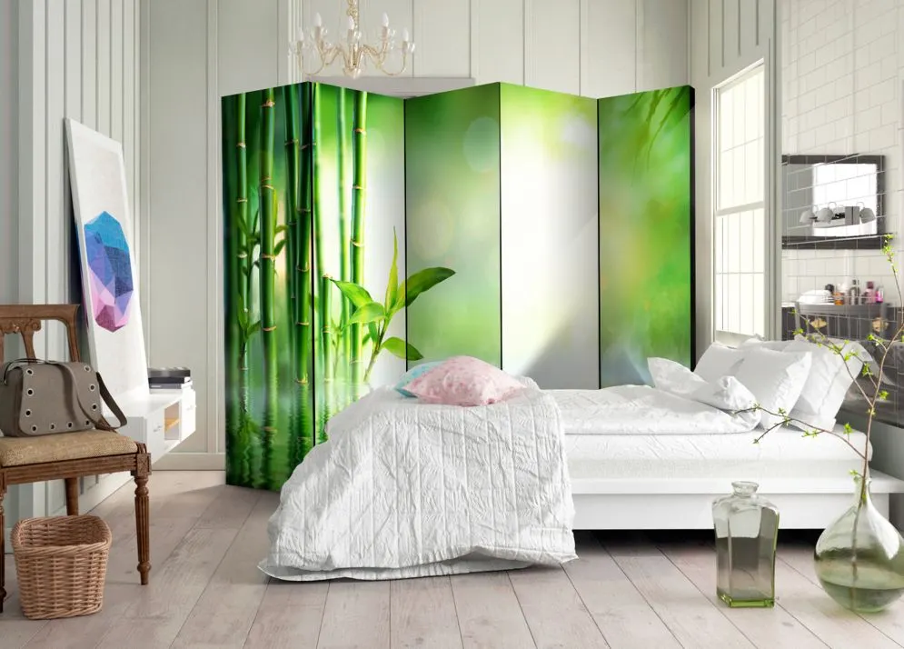 Parawan jednostronny Orient 225x172 cm 5-częściowy zielony | MIRAT.