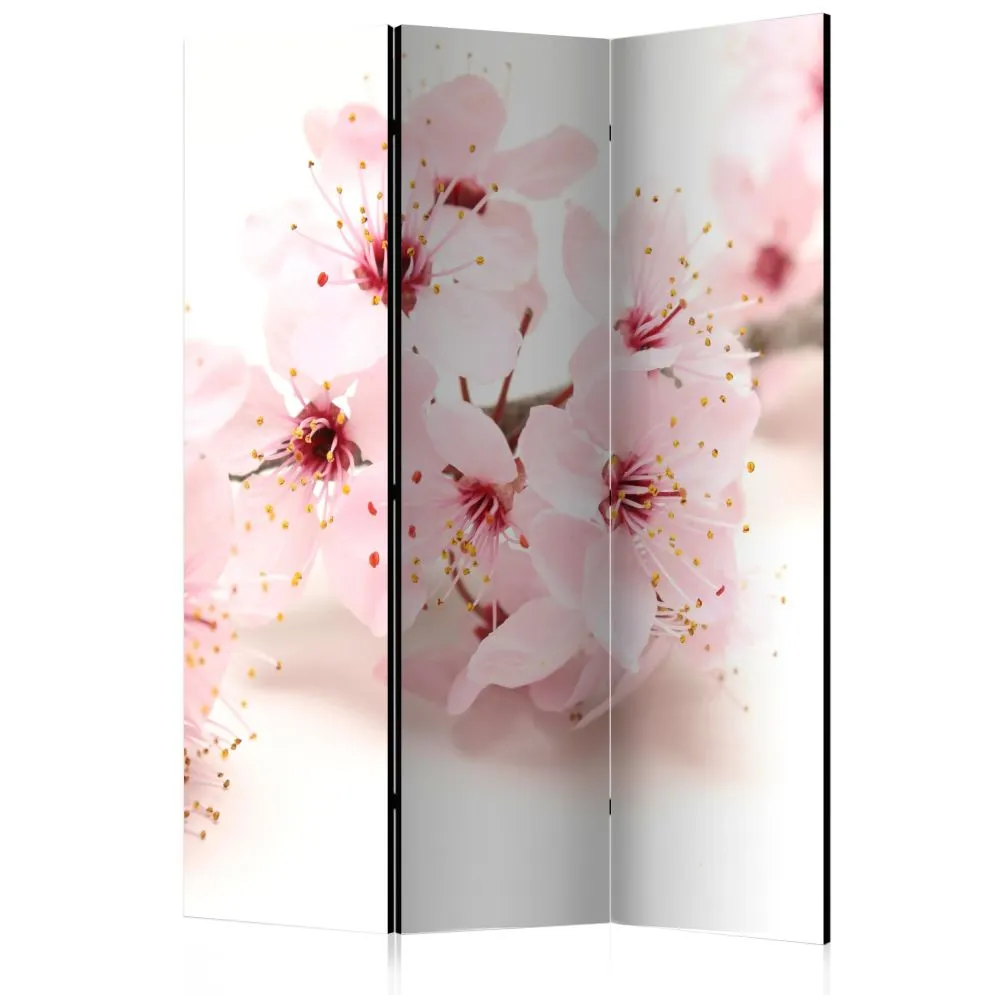 Parawan dwustronny Kwiaty 135x172 cm 3-częściowy beżowy | MIRAT.