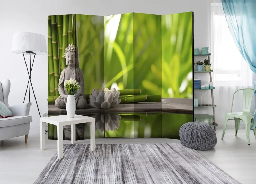 Parawan akustyczny Orient 225x172 cm 3-częściowy zielony | MIRAT.