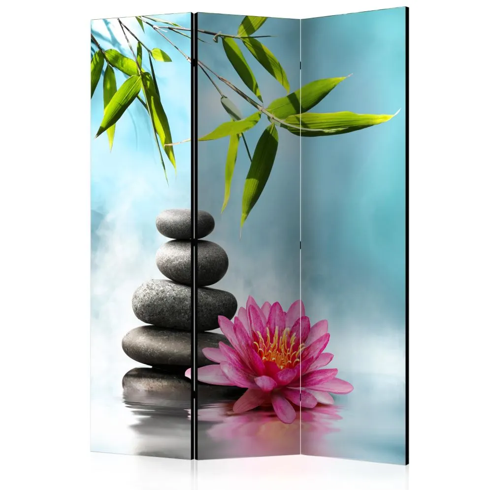Parawan dwustronny Orient 135x172 cm 3-częściowy szary | MIRAT.