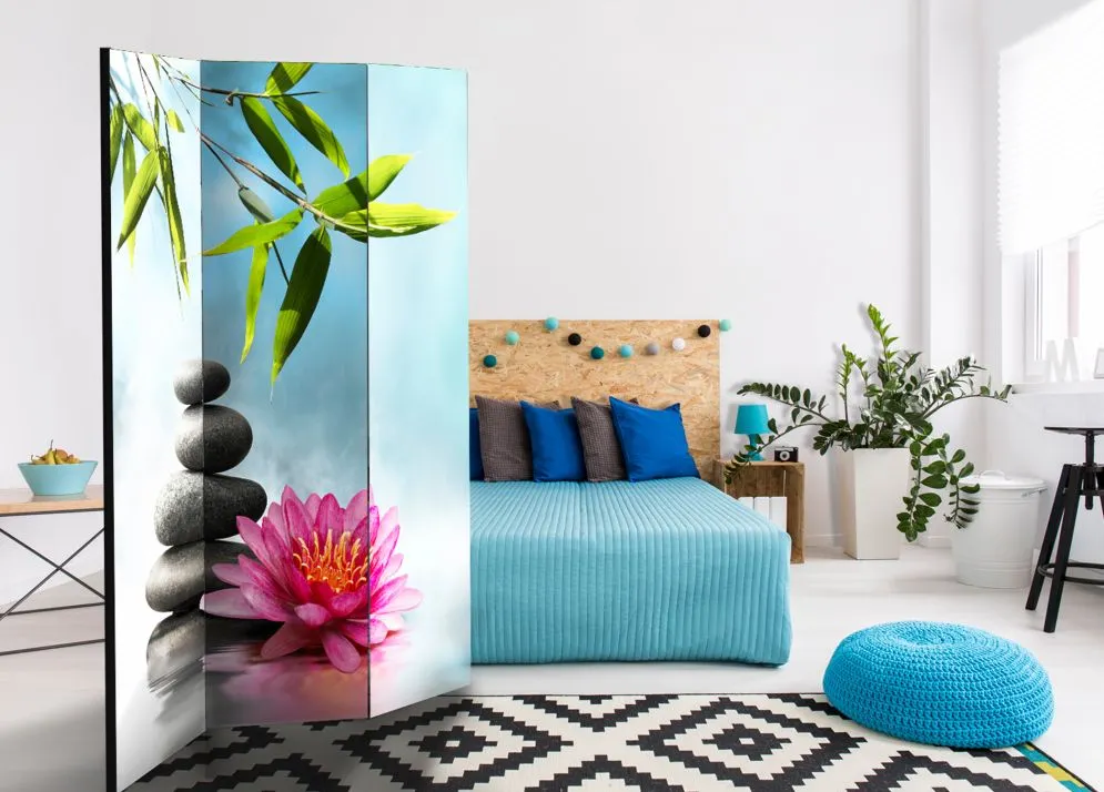 Parawan dwustronny Orient 135x172 cm 3-częściowy szary | MIRAT.