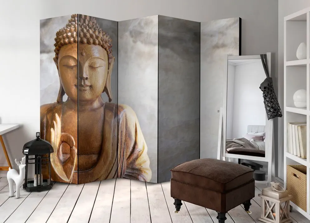 Parawan jednostronny Orient 225x172 cm 5-częściowy szary | MIRAT.