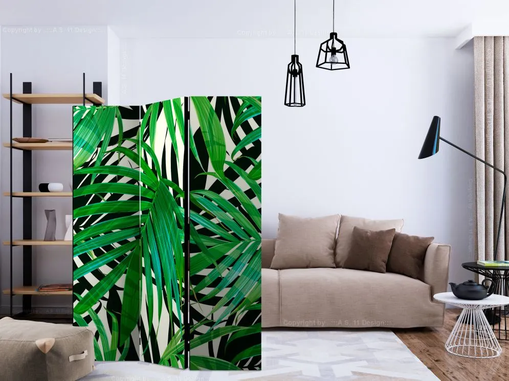 Parawan jednostronny Liście 135x172 cm 3-częściowy zielony | MIRAT.