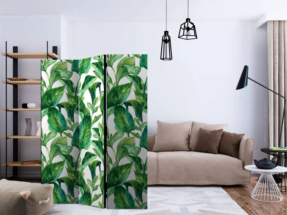 Parawan akustyczny Liście 135x172 cm 3-częściowy zielony | MIRAT.