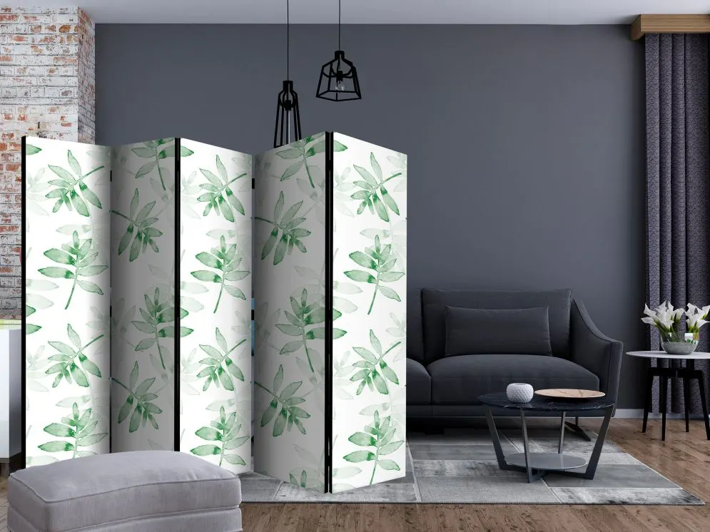 Parawan akustyczny Liście 225x172 cm 3-częściowy biały | MIRAT.