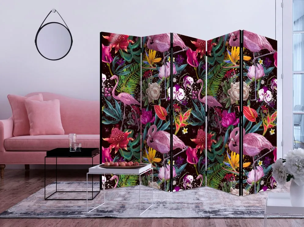 Parawan akustyczny Kwiaty 225x172 cm 3-częściowy brązowy | MIRAT.