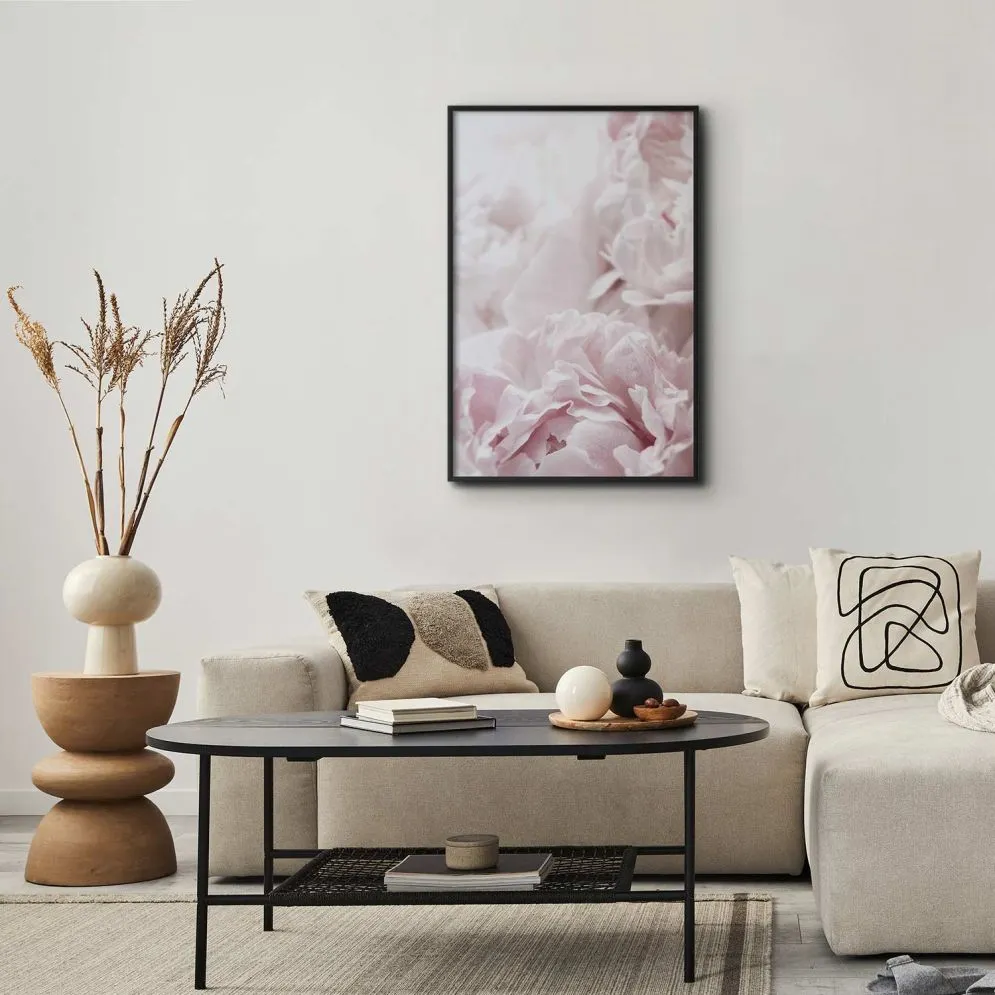 Plakat Puszyste peonie 40x60 cm z ramą czarną bez marginesu | MIRAT.