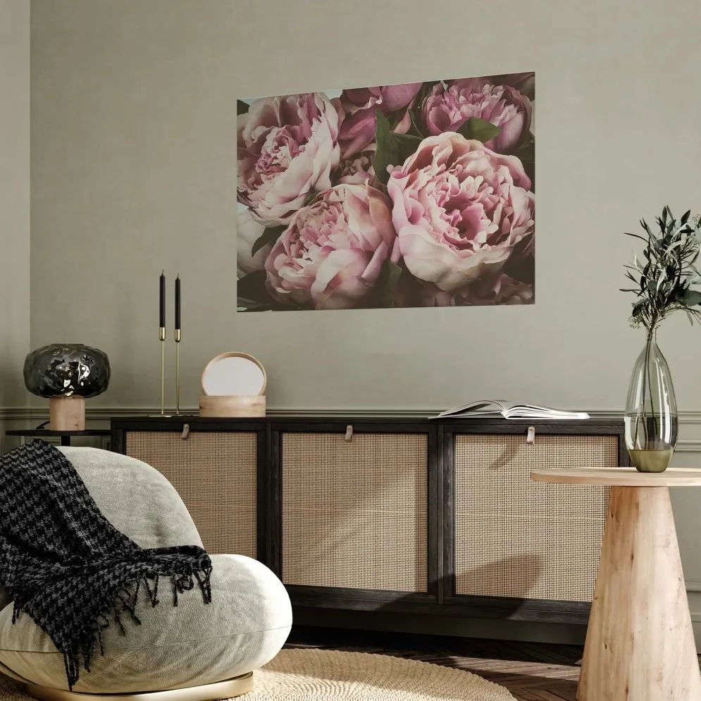 Plakat Różowe piwonie 90x60 cm bez ramy bez marginesu | MIRAT.