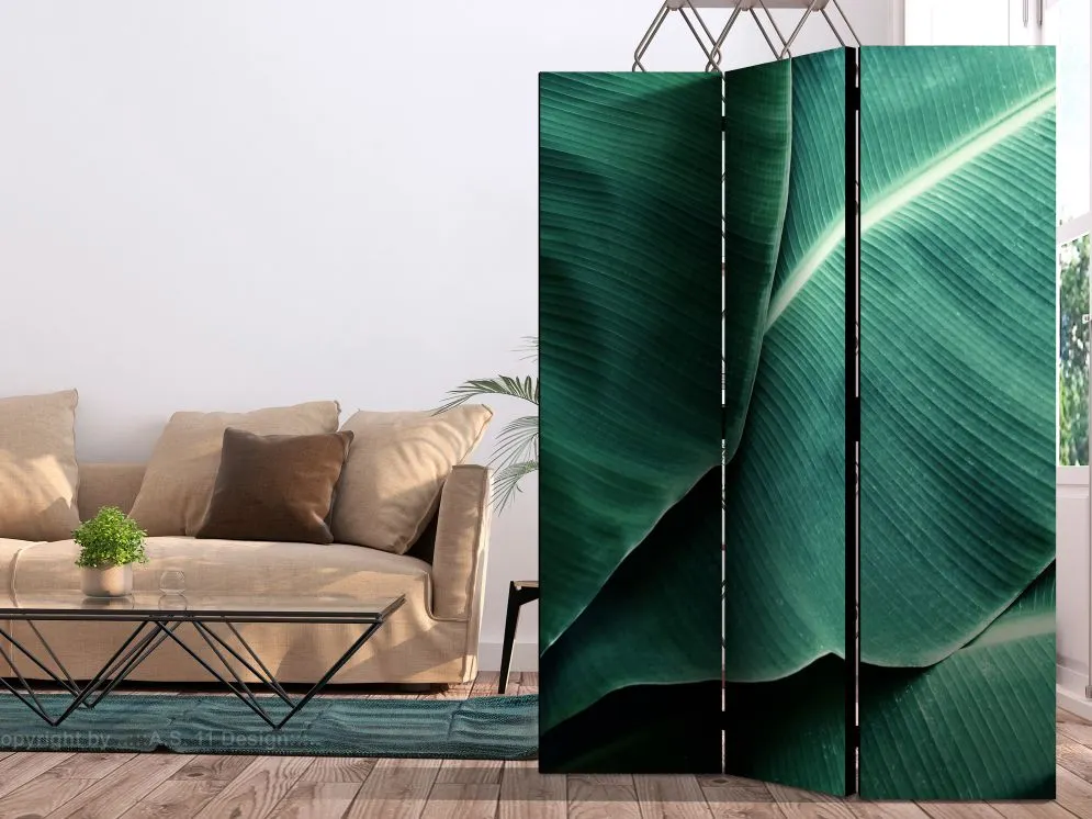 Parawan jednostronny Liście 135x172 cm 3-częściowy zielony | MIRAT.