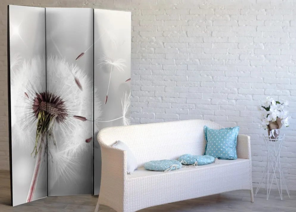 Parawan dwustronny Kwiaty 135x172 cm 3-częściowy szary | MIRAT.