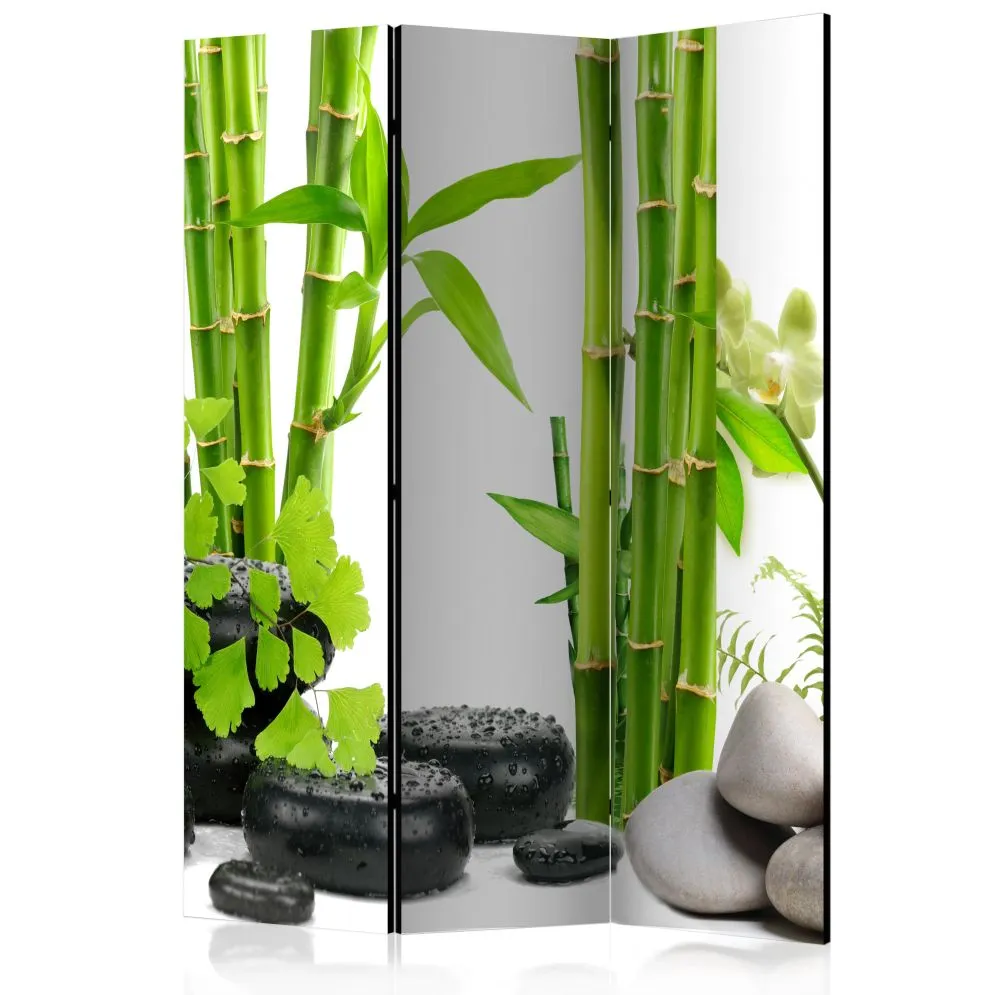 Parawan dwustronny Orient 135x172 cm 3-częściowy zielony | MIRAT.