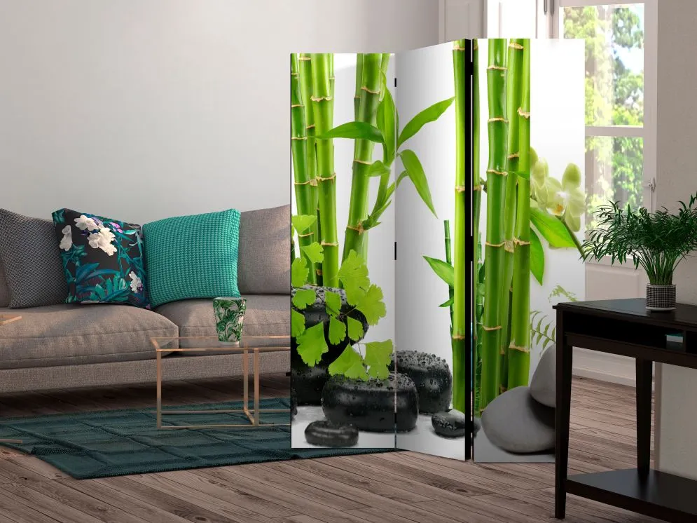Parawan dwustronny Orient 135x172 cm 3-częściowy zielony | MIRAT.