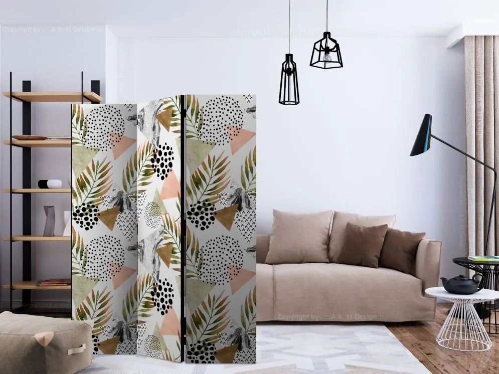 Parawan dwustronny Kwiaty 135x172 cm 3-częściowy wielokolorowy | MIRAT.