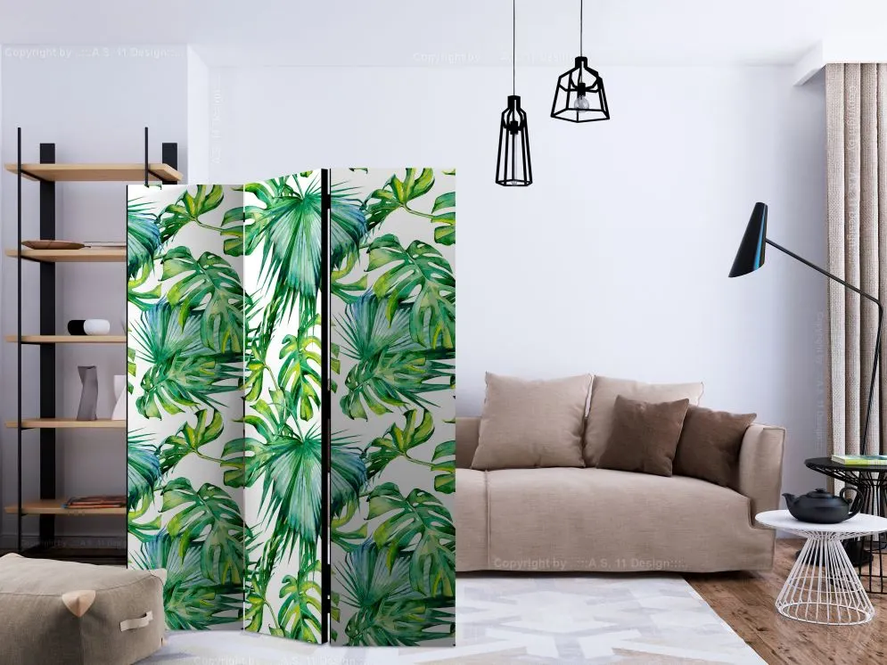 Parawan dwustronny Liście 135x172 cm 3-częściowy zielony | MIRAT.