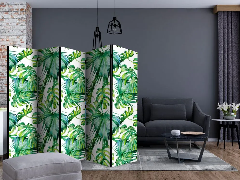 Parawan jednostronny Liście 225x172 cm 5-częściowy zielony | MIRAT.