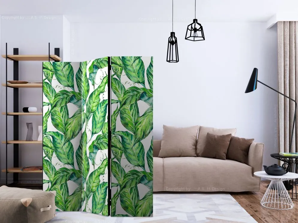 Parawan akustyczny Liście 135x172 cm 3-częściowy zielony | MIRAT.