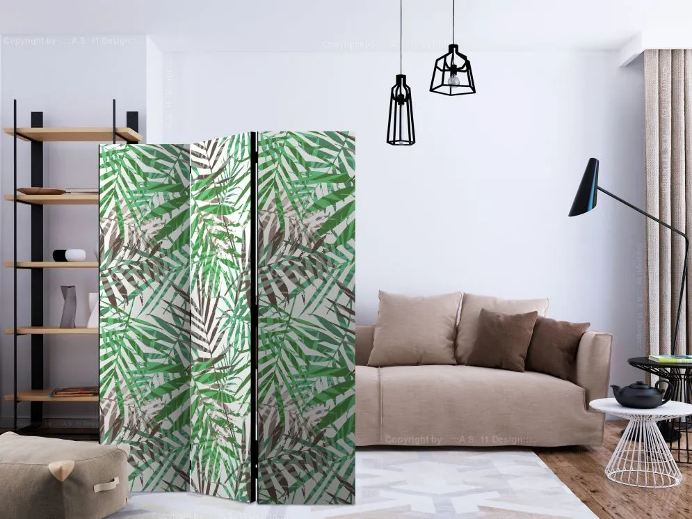 Parawan akustyczny Liście 135x172 cm 3-częściowy zielony | MIRAT.