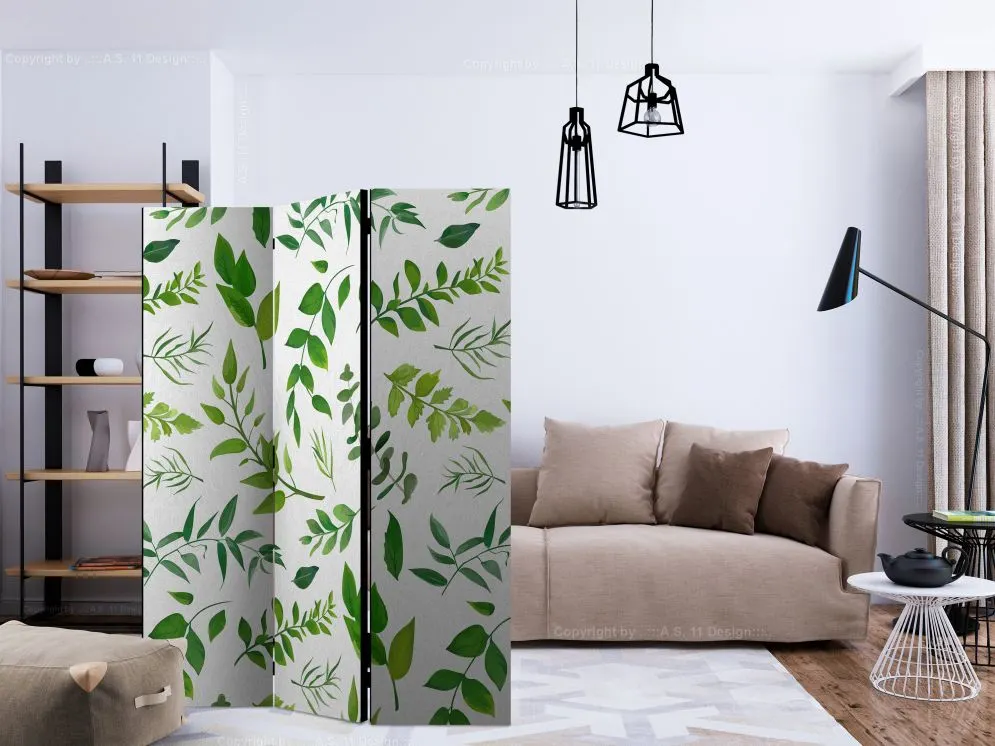 Parawan jednostronny Liście 135x172 cm 3-częściowy zielony | MIRAT.