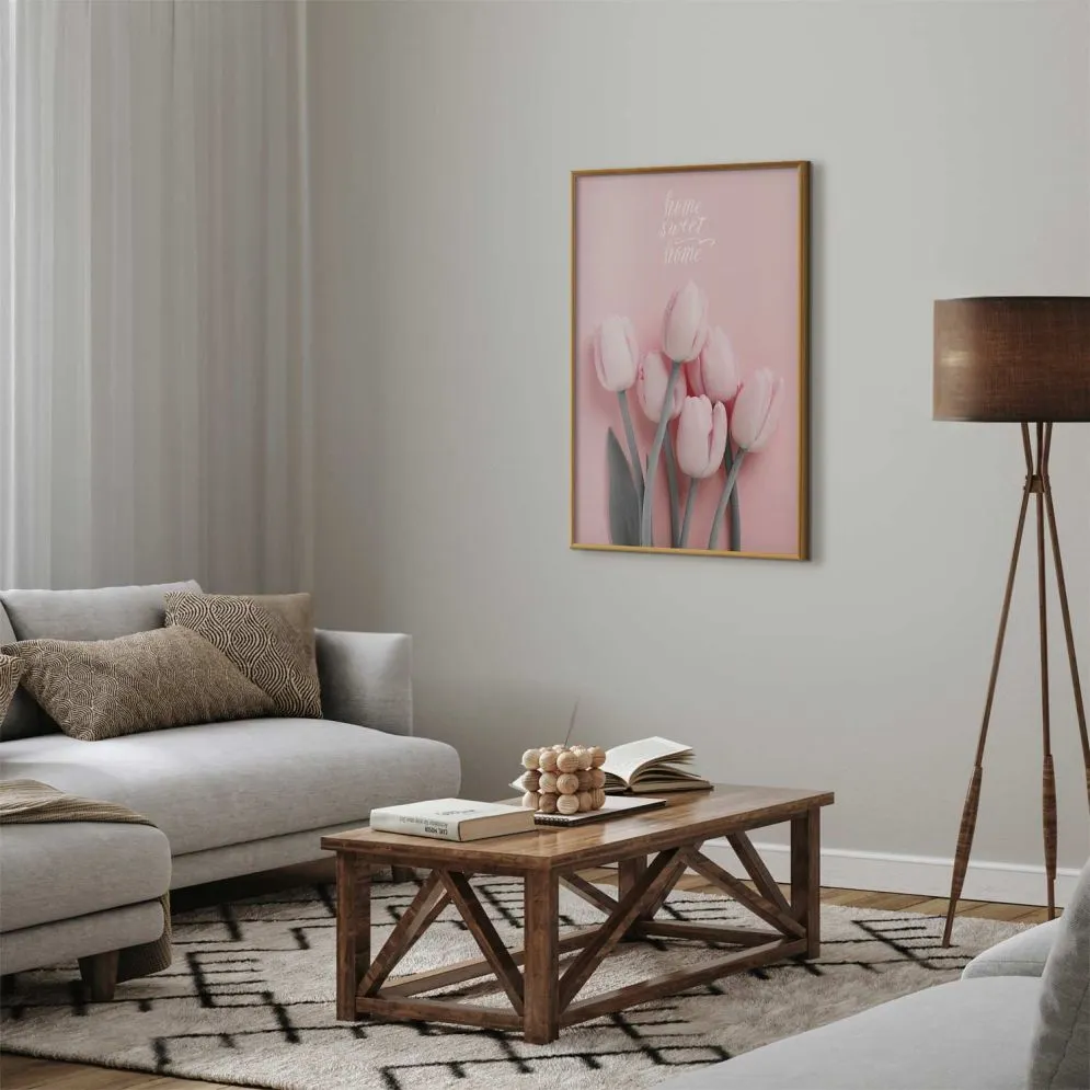 Plakat Sześć tulipanów 60x90 cm z ramą złotą bez marginesu | MIRAT.