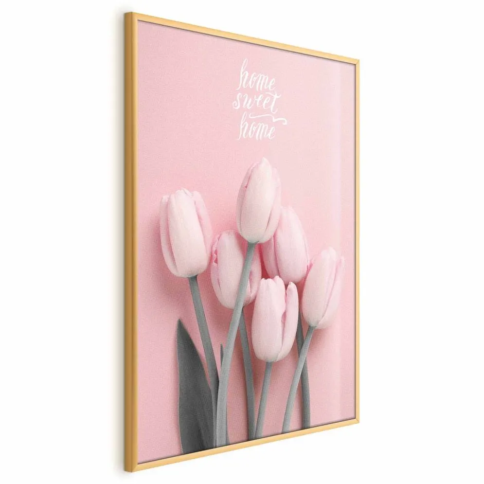 Plakat Sześć tulipanów 60x90 cm z ramą złotą bez marginesu | MIRAT.