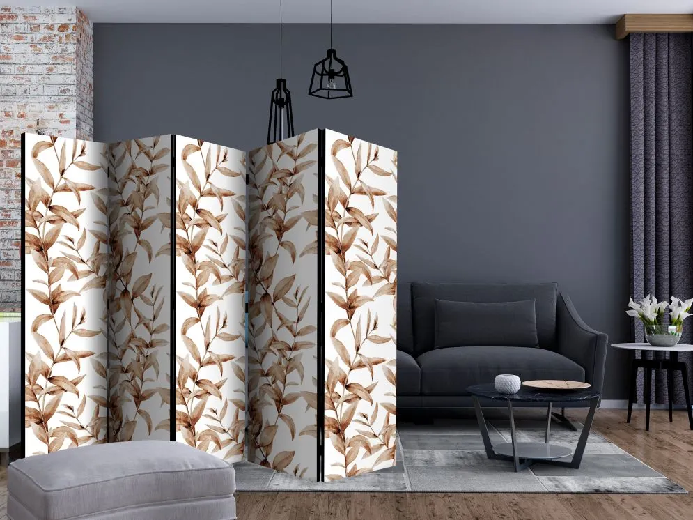 Parawan akustyczny Liście 225x172 cm 3-częściowy biały | MIRAT.