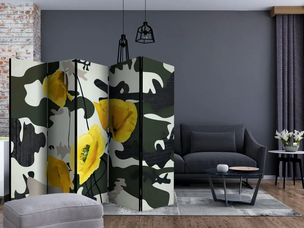 Parawan akustyczny Abstrakcje 225x172 cm 3-częściowy szary | MIRAT.