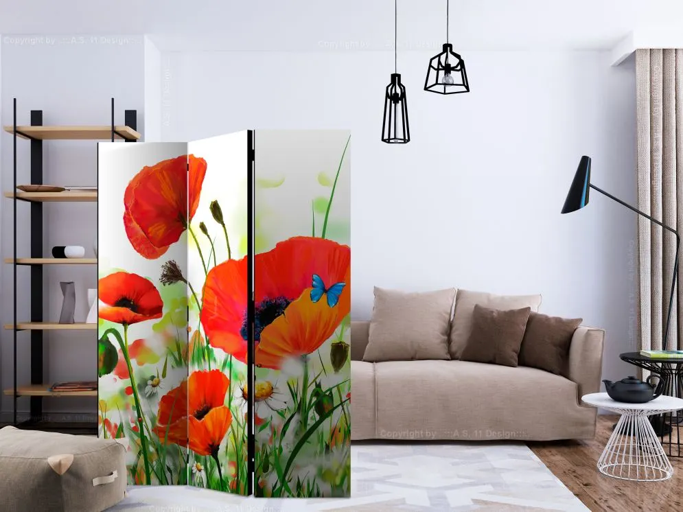 Parawan jednostronny Kwiaty 135x172 cm 3-częściowy wielokolorowy | MIRAT.