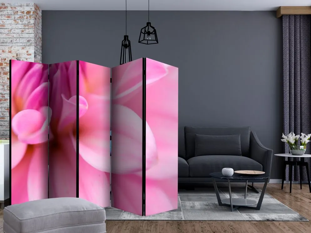 Parawan dwustronny Kwiaty 225x172 cm 5-częściowy różowy | MIRAT.